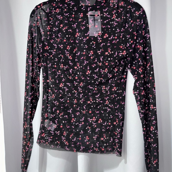 AFRM Black and Pink Floral Mesh Long Sleeve Top - Picture 4 of 4